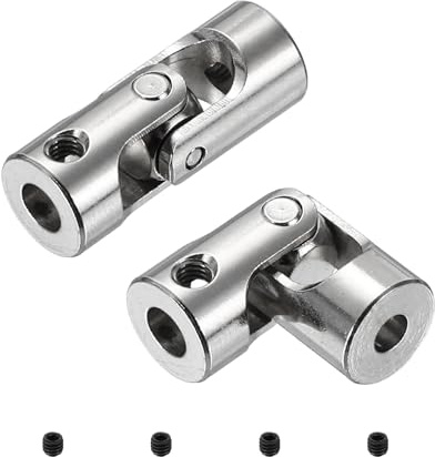 sourcing map 2pcs Universal Joint Shaft Coupling, 3.17mm to 4mm Inner Dia Rotatable Steering Shaft U Joints Coupler with Screws for RC Car, Robot, Boat Drive Ship Motor Use
