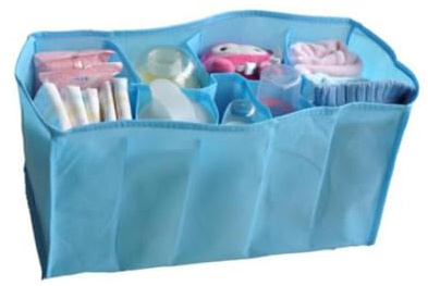 FOMIYES Wickeltasche Blau mit Organizer Sieben Fächern für Babyartikel aus Vliesstoff Einpacken von Kleidung Spielzeug und Mehr