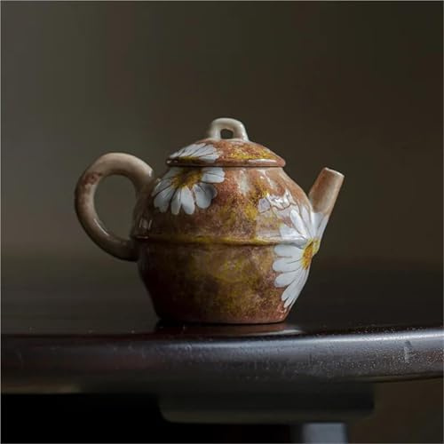 Service Pot Poterie Grossière Fait La Main, Bouilloire Trempage Thé Avec Infuseur Service Artisanal, Théière Marguerite Ancienne Pure Peinte 125ml Services A Thé Portables