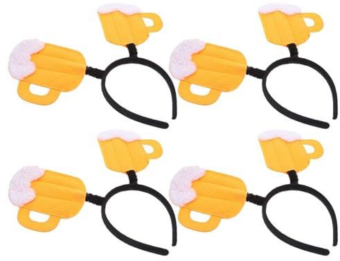 DOITOOL 4 diademas para fiestas con forma de jarra de cerveza: diadema unisex con rebote para Oktoberfest, diadema para cosplay con forma de jarra de cerveza, accesorio divertido para festivales