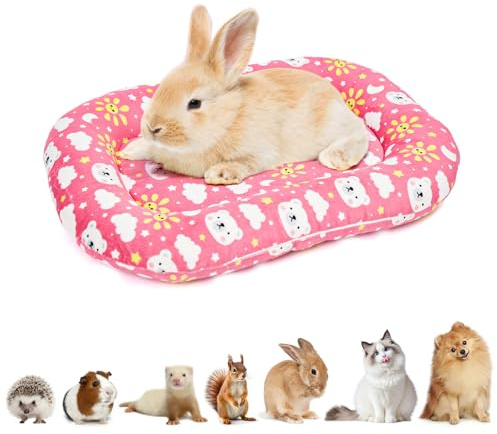 BellyBloom Waschbares Wendbares Plüschkissen Haustierbett für Kleine Hunde, Katzen, Kaninchen, 45 x 32 x 5 cm, 1,5-3 kg, Weich Gepolstert, Rosa