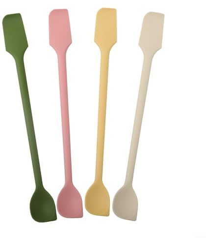 Juego de espátulas de silicona de doble extremo para cocinar y hornear, herramientas de cocina flexibles para mezclar, recoger y esparcir ingredientes fácilmente