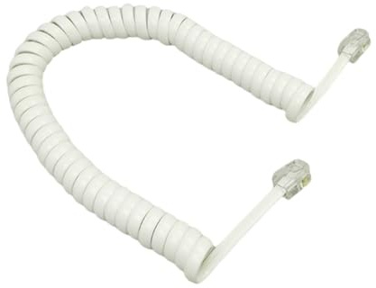 Telefon-Spiralkabel RJ9, gebogenes Telefonkabel, Festnetzkabel, Hörer, Kabel 4P4C / 1,85 m (WHITE)