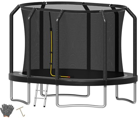 Devoko Outdoor Trampolin - Large Oval 366 cm x 244 cm, 3 in 1 Familientrampolin Mit Sicherheitsnetz, Robuster Metallrahmen, Geeignet für Kinder und Erwachsene