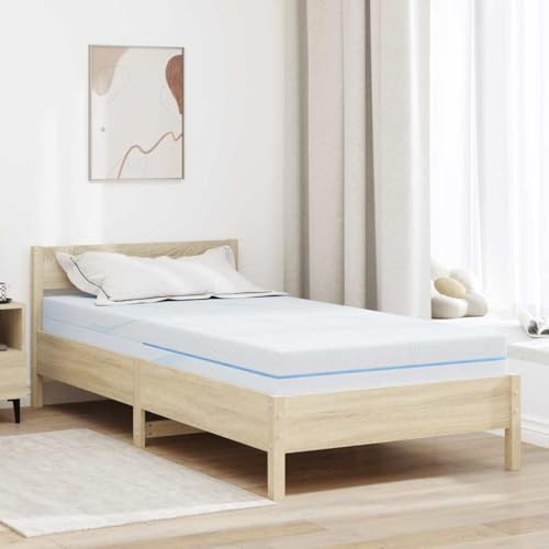 Runheo Colchón de 90 x 190 cm blanco con tejido jacquard de espuma viscoelástica confort, 7 zonas de espuma fría, colchón ergonómico transpirable para dormitorio y cama de invitados