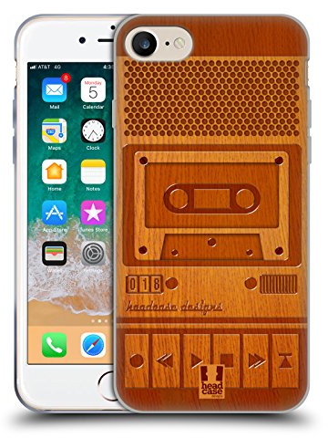 Head Case Designs Magnétophone Gadget en Bois Coque en Gel [Protection de Qualité Militaire] Compatible avec Apple iPhone 7/8 / SE 2020 & 2022 Et Compatible avec MagSafe
