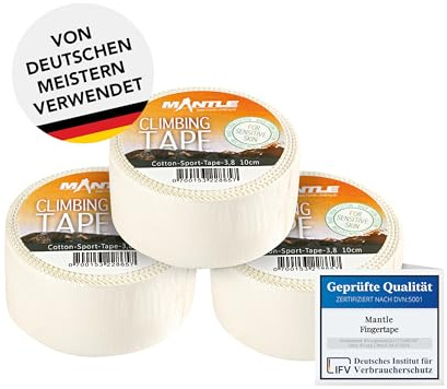 MANTLE klättringsutrustning tejp fingertejp 3 x 3,8 cm x 10 m, vit, M