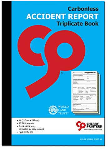 Cherry Carbonless NCR Accident Report Triplicate Book A4 50 Sets