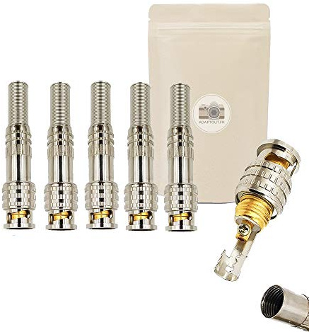5x BNC-Stecker mit goldener Schraube (Kupfer) für Koaxialkabel-Videoanschluss