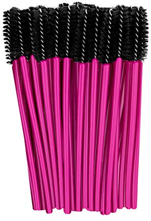 PROFICO 50 Stück Wimpernbürsten Einweg Wimpern Bürste Wimpernbürstchen Set Mascara Bürste Mascara Applicator Wimpernbürste für Wimpernverlängerung Dunkel Rosa - Schwarz