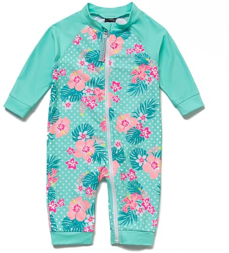BONVERANO Traje baño bebé protección Solar UPF 50+ Cierre Cremallera Largo Completo (Verde 2, 24-36 Meses)