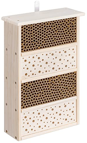 Navaris Insektenhotel aus Holz - Naturbelassenes Insekten Hotel für Fluginsekten - für Bienen Marienkäfer Schmetterlinge Fliegen - Zum Aufhängen