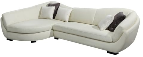 Ecksofa Leder 5-Sitzer CAIPI - Büffelleder - Elfenbein - Ecke Links