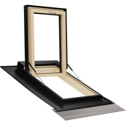 Emica - Finestra da tetto apertura Vita in Alluminio | Linea Habitat con Vetrata basso emissivo Certificata CE | Interno Legno Abete Prima Scelta | Apertura con Molle a Gas (94x98 Base x Altezza)