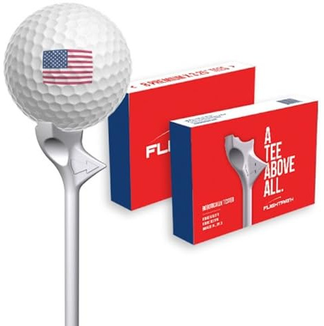 FLIGHTPATH Premium Golf Tees - Durable Plastic Golf Tee Designed to Enhance Golf Shot Distance & Precision - Robotically Tested to Reduce Ball Spin - USGA Approved (2 Packs of 8, 3.25“)