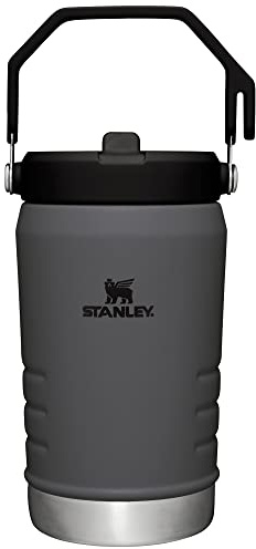 Stanley IceFlow Stainless Steel Water Jug with Straw, Vacuum Insulated Water Bottle for Home and Office, Reusable Tumbler with Straw Leak Resistant Flip, Charcoal, 40OZ