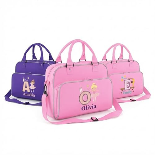 Hoolaroo Personalised Dance Bags For Girls Pink Gymnastics Bag Ballet Bags For Girl Dancing Gift With Name | Personalised, for Girl, Dancing Gift, with Name