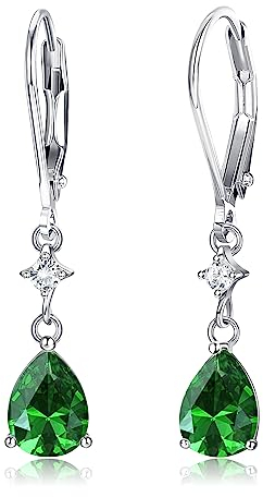 Adramata Damen Silber 925 Hängend CZ Tropfen Ohrringe - Modische Blaue Anhänger mit Glänzenden Kristallen - Geschenke für Frauen