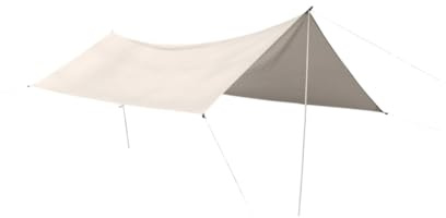 DeFacto Sonnensegel 3x4m UV-Schutz & Wetterschutz Sonnenschutz Set inkl. Befestigungsseile mit 2 Stangen, für Balkon, Terrasse, Camping, Polyester Beig, DF-SS2020-2STNG-PVC2