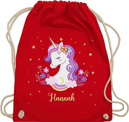 Turnbeutel Rucksack - Einhorn Geschenk Einhörner I Unicorn - Unisize - Rot - personalisierte geschenke mädchen einhornrucksack unicorns name beutel wechselbeutel kita kinderturnbeutel einhörnern