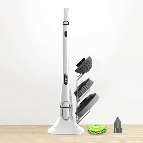 ARTSZY Electric Spin Scrubber with Stretchable Arm, 360 Cordless Power Bathroom Scrubber with 5 Replaceable Floor Scrubbing Cleaning Brush Heads