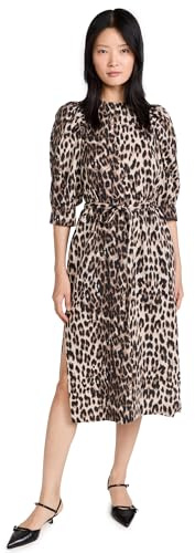 BAUM UND PFERDGARTEN Damen Alya Dress Kleid, Brauner Baum Leopard, 34