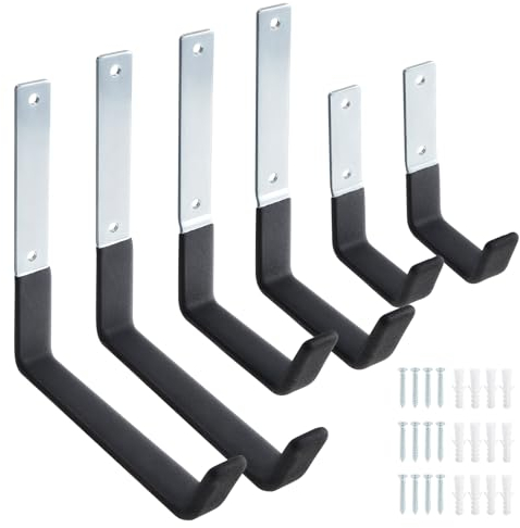 Faankiton 6 Pezzi Ganci da Parete per Garage, Ganci a J Resistenti, Ganci in J, Ganci da Muro Robusti, Ganci per garage, Ganci da Garage Resistenti per Appendere Utensili, Scale, Sedie, Biciclette