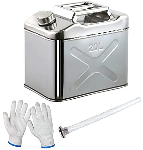 DLAZUM Metall-Kraftstoffkanister mit großer Kapazität, tragbarer Metallkanister aus Edelstahl 304, Heimtransport-Aufbewahrung, Camping, Benzin, Dieselkanister, 20 l