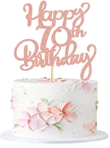 Blumomon 3 Pcs Rose Gold Happy 70th Birthday Cake Toppers 70th Birthday Party Cake Topper 70 Cake Topper 70th Birthday Decorations for 70th Birthday Party Decoration Supplies