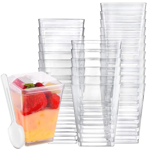 Dessertgläser Plastik, 30 Stück Dessertgläser Plastik Mit Deckel 150ml