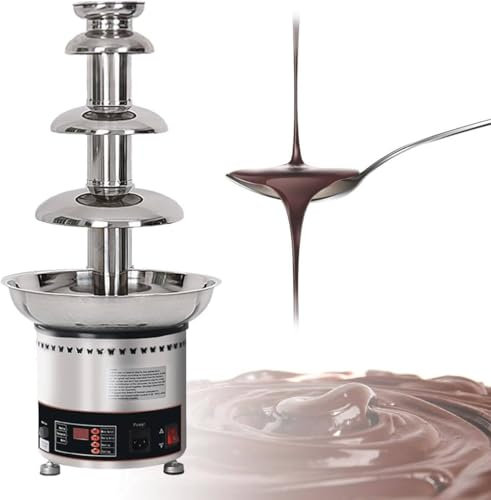 RayGenius MáQuina De Fuente De Chocolate MáQuina De Cascada De Chocolate De Acero Inoxidable Comercial, 30℃~110℃ MáQuina De FusióN Calentada para Fiestas, Restaurantes Y Bodas。,4Layers