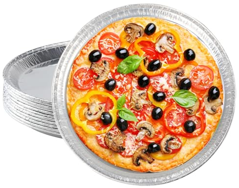 Disposable Pizza Pans 12 Inch- Round Aluminum Pizza Pan Disposable for Individual Pizzas, Cookies, Cakes, Round Foil Focaccia Pan– 12 Pack Large Serving Trays