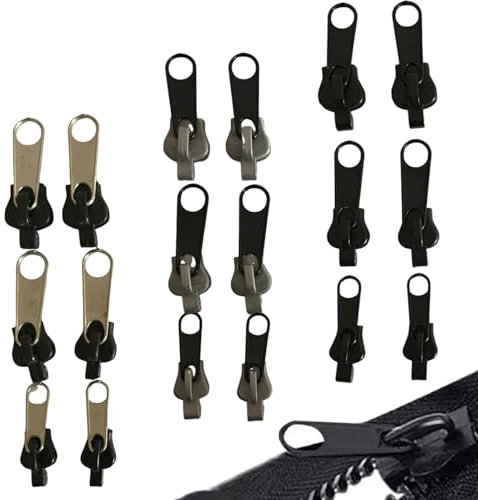 18 Stück Reißverschluss Zipper, Reissverschluss Reparatur Set, Reißverschluss Zieher, Reißverschluss Schieber Ersatz, Zipper für Reißverschluss, Reißverschluss Zieher für Jacken und Koffer