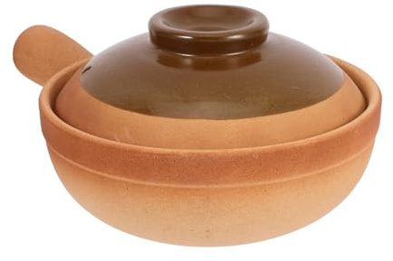 Traditioneller Chinesischer Tontopf mit Deckel und Griff 850ml Keramik | Reiskocher Keramikschale für Reisgerichte, Hitzebeständig für Herdgebrauch, Vielseitig Einsetzbar