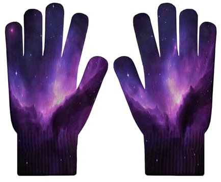MLSOWM Bunte Himmel-Strickhandschuhe für Schutz Sporthandschuhe Radsporthandschuhe fäustlinge elastisches Stricken Touchscreen bunte Wolken Handschuhe Vollfinger Strickhandschuhe für Unisex