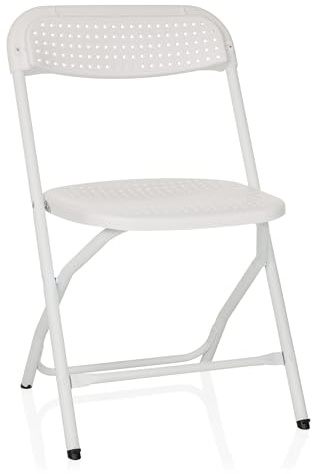 hjh OFFICE Klappstuhl bis 250kg belastbar TUDELA XXL PRO W Campingstuhl klappbar, Indoor- und Outdoor Faltstuhl, Weiß