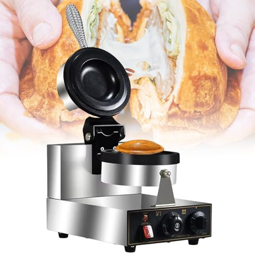 vnmudzeo 1300 W Electric Press Ufo Burger Machine,50-300℃ Temperature Setting,Commercial Hamburger Waffle Making Device Non Stick Coated,110V