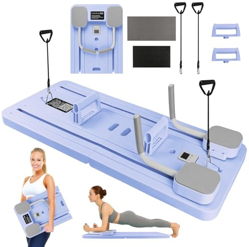 WingFly Tavola per pilates, multifunzione, pieghevole, Kit macchinario reformer per pilates 5 in 1 con contatore LED, rullo di rimbalzo automatico, Professionale Maquina Pilates para Casa