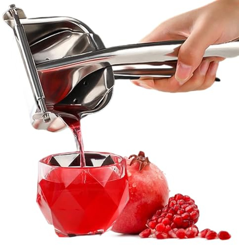 Manual Juicer, Stainless Steel Fruit Press with V-Shaped Nozzle & Porous Filter, Labor-Saving Lemon Squeezer with Comfort Handle, Thickened Lime Squeezer for Home, Shop, Lemon, Fruit Press