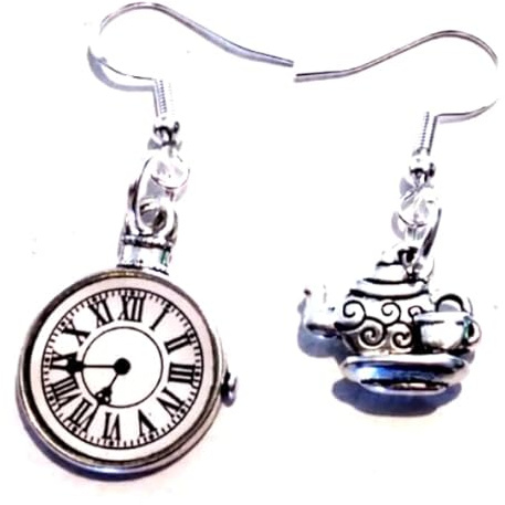 Alice Asymmetrical Tea Party Earrings on Sterling Silver Hooks in a Velvet Gift Bag