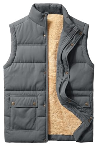 Xnova Men's Gilet Fleece Lined Thermal Bodywarmer Outdoor(Grey,L)