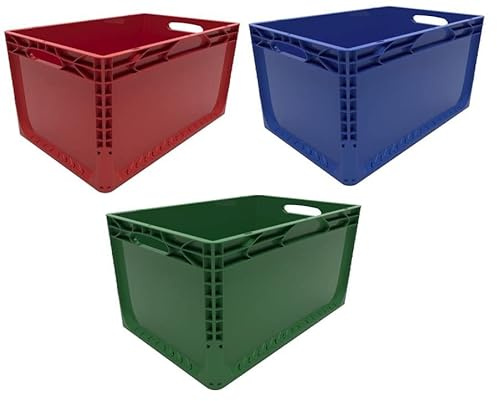 Solent Plastics Euro Stacking Container 46 Litre - 600 x 400 x 320mm - Available in 4 x Colours (Green)