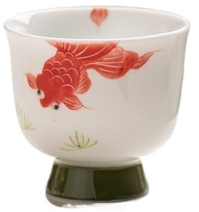 ksjdieunf Tea Set Mug Hand-Painted Koi Teacup for Entertaining Guests, Ceramic Household Teacup, Tea Cup, Hand-Made High-Foot Teacup Tea Party Tea Mug