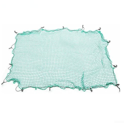 Rete protettiva in rete resistente, con ganci e corda elastica, per camion, letto, rimorchio, SUV, furgone, bagagliaio, rete di sicurezza anti-caduta, in polietilene verde, griglia da 50 mm (2 x 3 m)