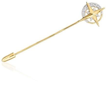 Ross-Simons 0.10 ct. t.w. Diamond Celestial Stick Pin in 18kt Gold Over Sterling