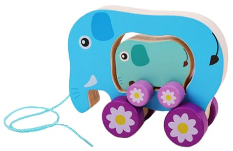 harayaa Nachziehspielzeug mit Schnur, Nachzieh-Laufspielzeug, Frühförderung für die Früherziehung, Elefant
