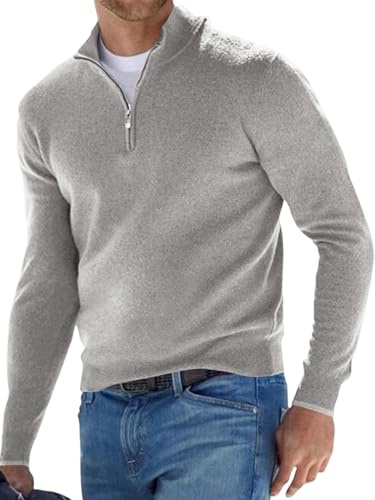 Rayson Pull Homme avec Col Zippé Pullover Slim Fit Maille | Léger,Couleur Unie,Basique et Casual,Casual,pour l'Automne Hiver