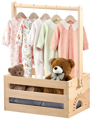 BOBASH Holz Babyparty Geschenk Korb Kleiderschrank Baby Aufbewahrungskorb mit Griff Holz Babyparty Schrank für Geburtstage Weihnachten Neue Eltern