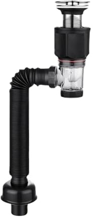 Washbasin Drainer With Flexible Drain Down Hose & Popup Filter Sink Plug Odour Resistant Drainer Flexible Drain Down Hose Popup Basin Waste Washbasin With & Filter Sink Plug
