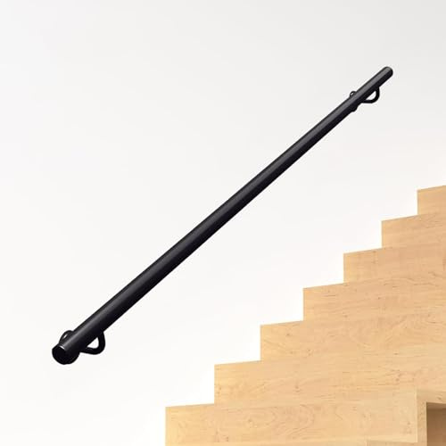 Corrimano per scale in metallo industriale，ringhiera per scale in tubo tondo corrimano in ferro battuto per scale interne ed esterne，asta di supporto di sicurezza per corrimano da parete(120cm)